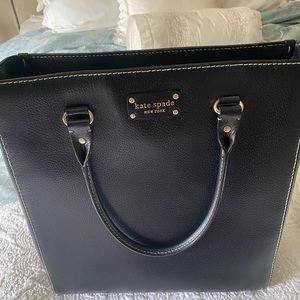 Black leather Kate Spade laptop travel bag/purse